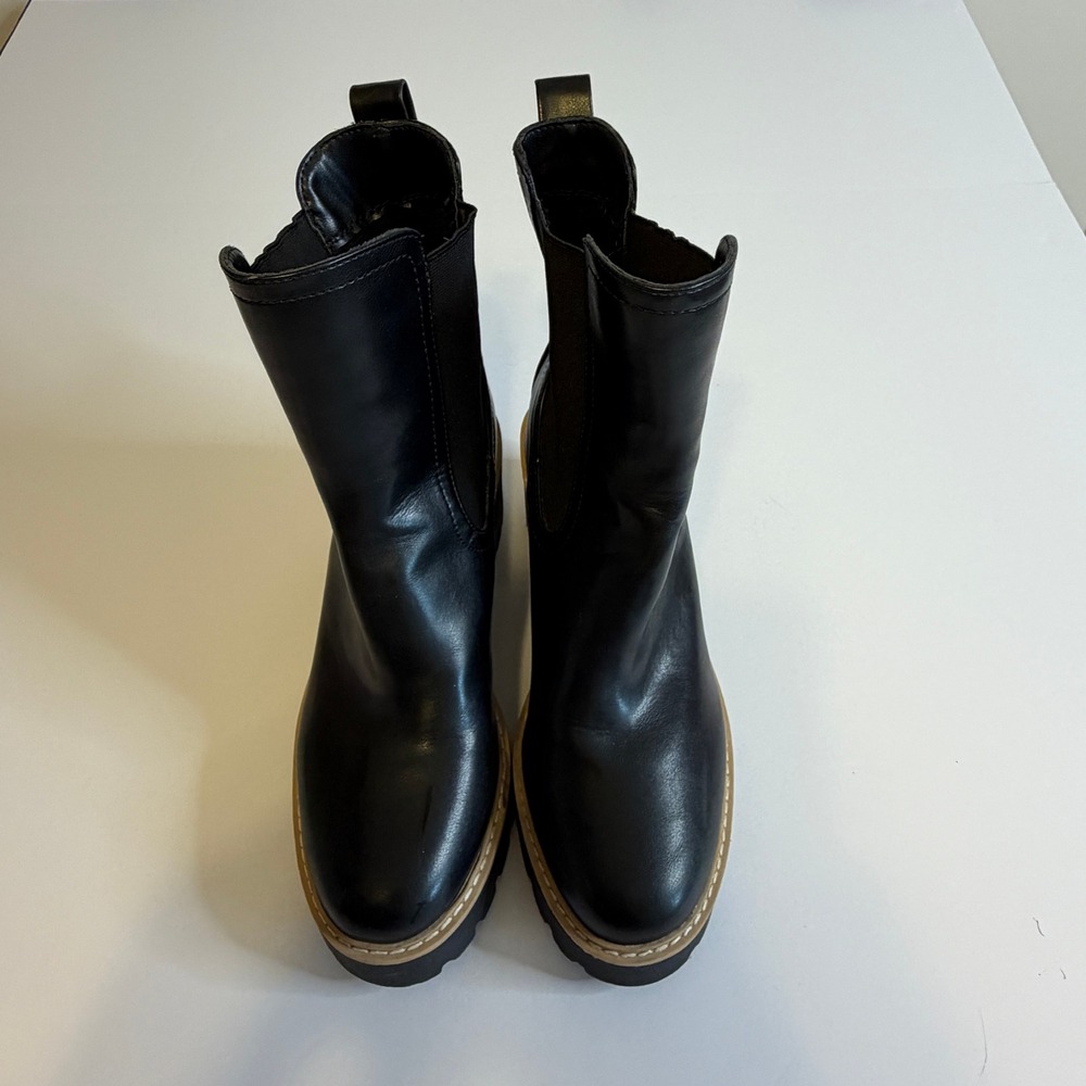 DV Dolce Vita Tobias Black Platform Chelsea Boots Lug Sole Block Heel Womens 9